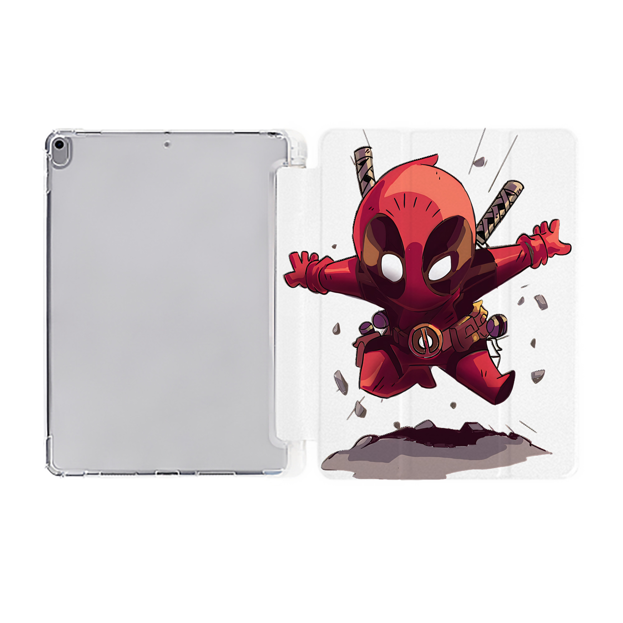 （画像用） Deadpool デッドプール IPad ケース ペン収納付き 三つ折りスタンド PUレザー×シリコン 対応機種9.5/10.5/10.9インチ